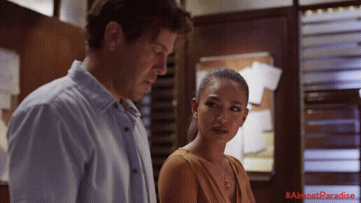 Man And Woman In Front Of Bulletin Board #Almostparadise GIF