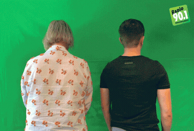 Man And Woman In Front Of Radio 901 Green Screen GIF