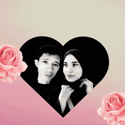 Man And Woman In Heart Shaped Frame With Waa GIF