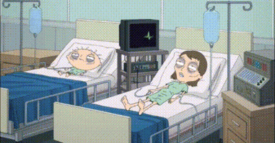 Man And Woman In Hospital Beds With IV Drips GIF