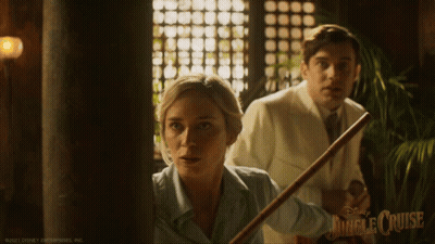 Man And Woman In Jungle Cruise Movie GIF