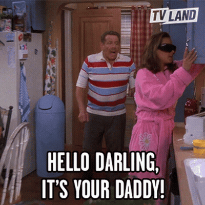 Man And Woman In Kitchen Saying Hello Darling It's Your Daddy GIF