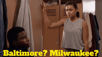 Man And Woman In Locker Room Baltimore Milwaukee GIF