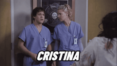 Man And Woman In Scrubs With Name Cristina GIF