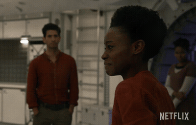 Man And Woman In Spaceship GIF
