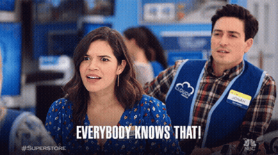 Man And Woman In Store Saying Everybody Knows That GIF