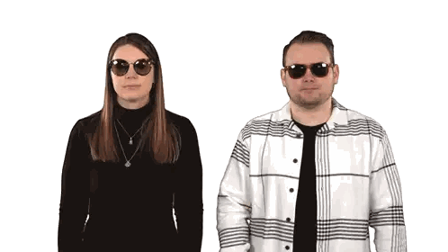 Man And Woman In Sunglasses And Plaid Shirt Sticker