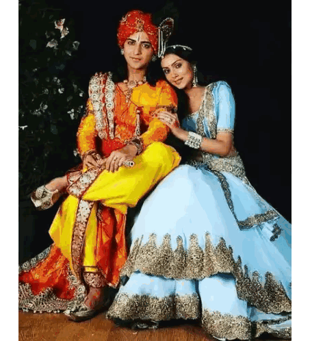 Man And Woman In Traditional Indian Costumes Sticker