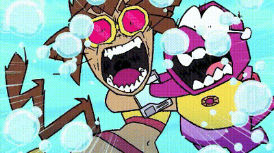 Man And Woman In Water With Bubbles GIF
