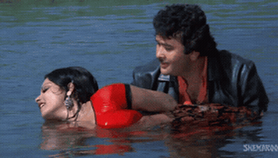 Man And Woman In Water With Sneha GIF