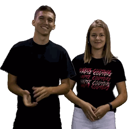 Man And Woman In White T-Shirts Sticker