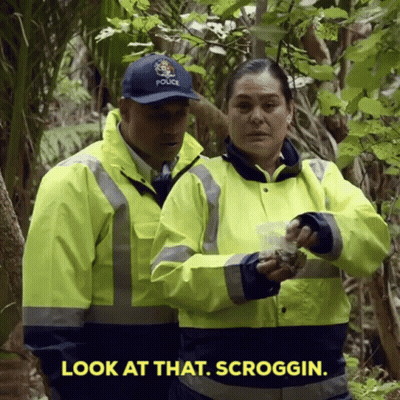 Man And Woman In Woods Saying Look At That Scroggin GIF