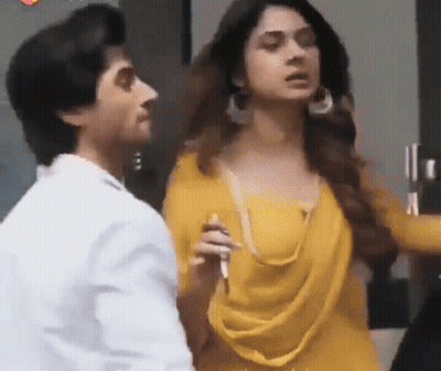 Man And Woman In Yellow Dress GIF