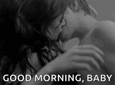 Man And Woman Kissing Black And White Good Morning Baby GIF