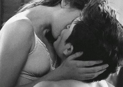 Man And Woman Kissing Black And White GIF