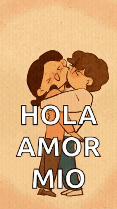 Man And Woman Kissing Hola Amor Mio GIF
