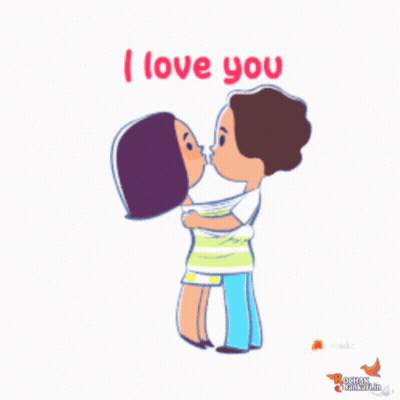 Man And Woman Kissing I Love You Behind Them GIF