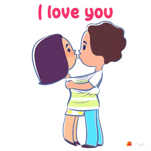 Man And Woman Kissing I Love You Sticker
