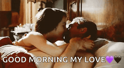 Man And Woman Kissing In Bed Good Morning My Love GIF
