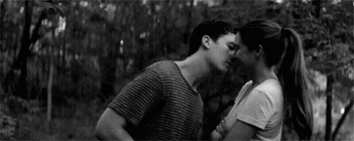 Man And Woman Kissing In Black And White GIF