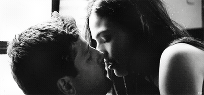 Man And Woman Kissing In Black And White GIF