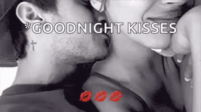 Man And Woman Kissing In Black And White Goodnight Kisses GIF
