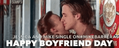 Man And Woman Kissing In Front Of Stamps Sign GIF