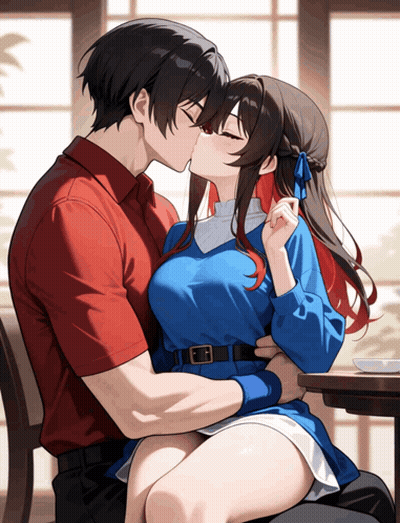 Man And Woman Kissing In Front Of Window GIF