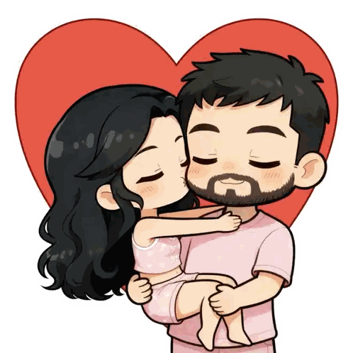 Man And Woman Kissing In Heart Sticker