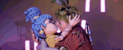 Man And Woman Kissing In Video Game GIF