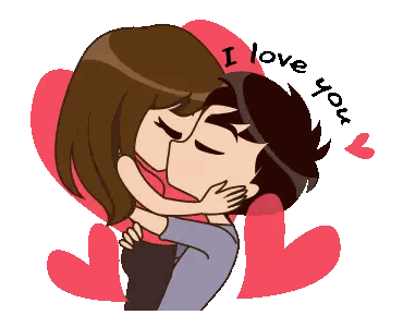Man And Woman Kissing Saying I Love You Sticker