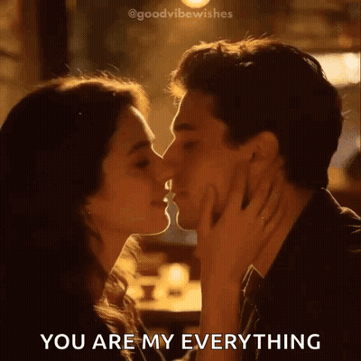 Man And Woman Kissing Saying You Are My Everything GIF