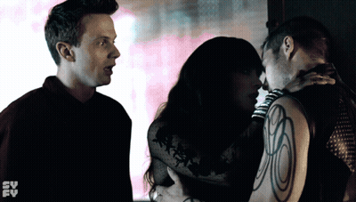 Man And Woman Kissing TV Scene GIF