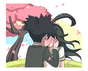 Man And Woman Kissing Under Cherry Blossom Sticker