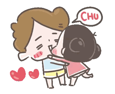 Man And Woman Kissing With Chu Bubble Sticker