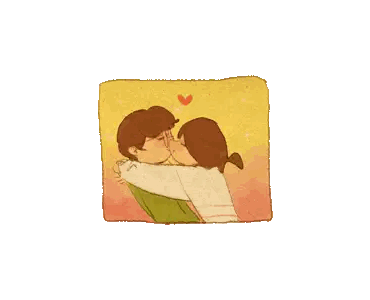 Man And Woman Kissing With Heart Sticker