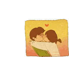 Man And Woman Kissing With Heart Sticker