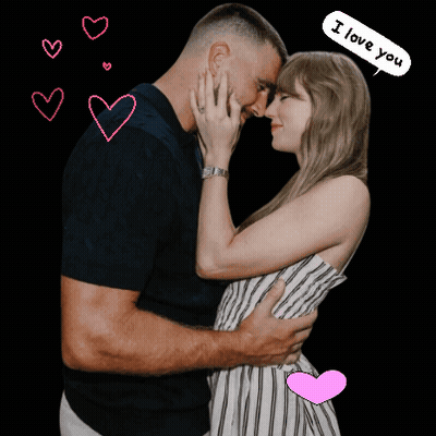 Man And Woman Kissing With I Love You Bubble GIF