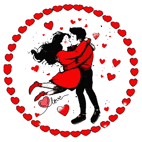 Man And Woman Kissing With Love Sticker