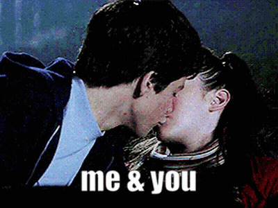 Man And Woman Kissing With Me & You GIF