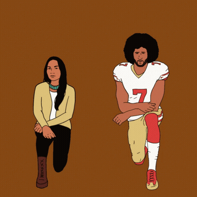 Man And Woman Kneeling With Word Together GIF