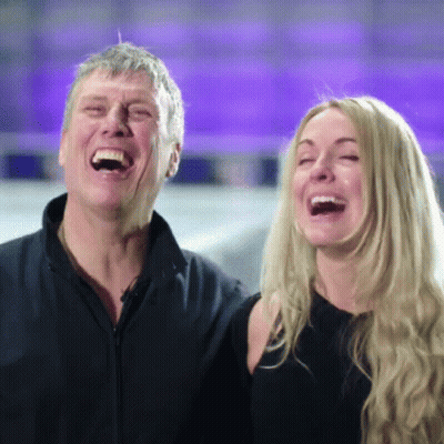 Man And Woman Laughing With Mouths Open GIF