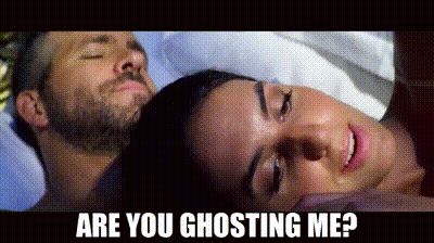 Man And Woman Laying In Bed Are You Ghosting Me GIF
