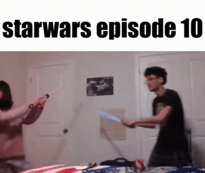 Man And Woman Lightsaber Fight Star Wars Episode 10 GIF
