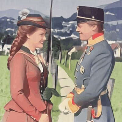 Man And Woman Looking At Each Other In Painting GIF