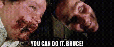 Man And Woman Looking At Each Other Saying You Can Do It Bruce GIF