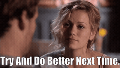 Man And Woman Looking At Each Other Try And Do Better Next Time GIF