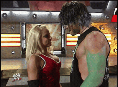 Man And Woman Looking At Each Other With W Logo GIF