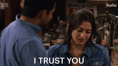 Man And Woman Looking At Each Other Woman Saying I Trust You GIF