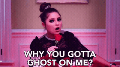 Man And Woman Lying In Bed Saying Are You Ghosting Me GIF